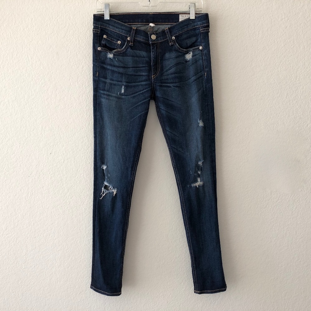 Rag and bone distressed skinny jeans dark wash 29 - Picture 2 of 8